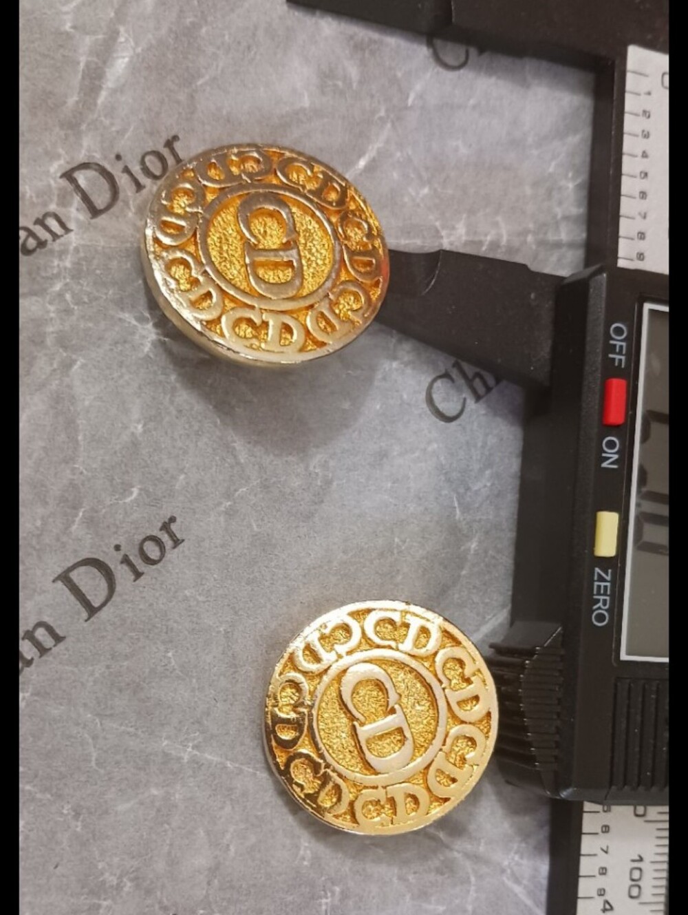 CHRISTIAN DIOR  Gold-Tone PLATED  Textured Round Buttons, France